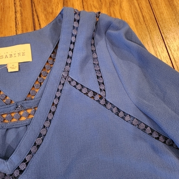 Sugar candy mountain Sabine Royal Blue 3/4 Sleeve sheath eyelet Mini DRESS M - Picture 9 of 10